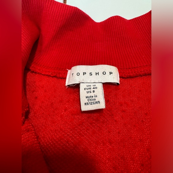 TOPSHOP Fuzzy Red Quarter Zip - Picture 3 of 3